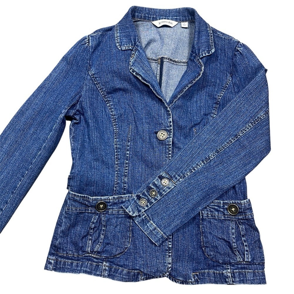 St. John’s Bay Blue Denim Jean Jacket, Size Medium - Picture 6 of 10